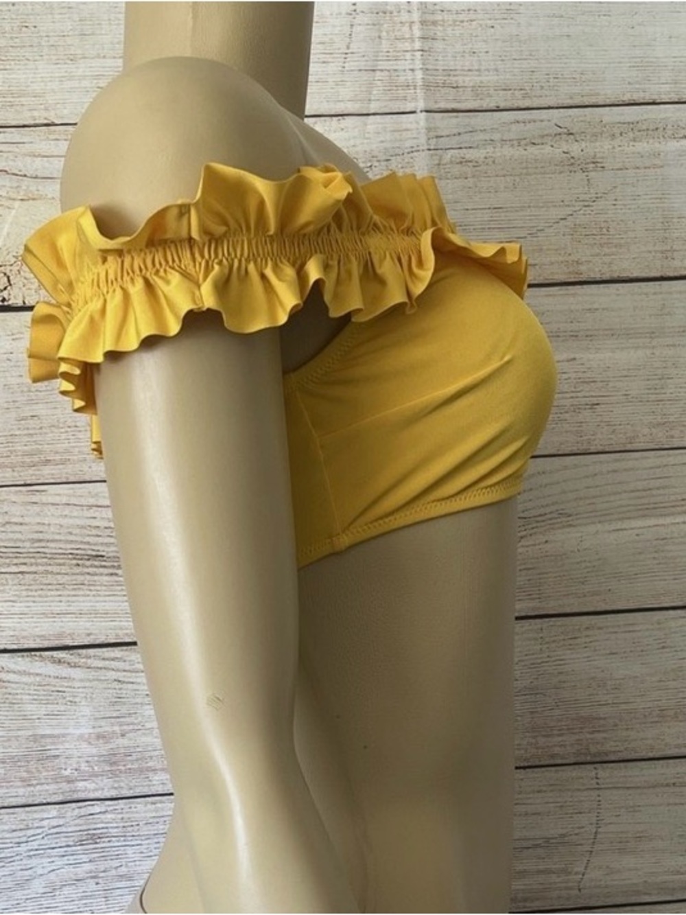H&M Mustard Yellow Ruffled Bikini Top size 2